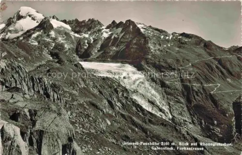 AK / Ansichtskarte Grimsel Passhoehe Rhonegletscher Galenstock Furkastrasse Gletscher Alpen Bergpanorama