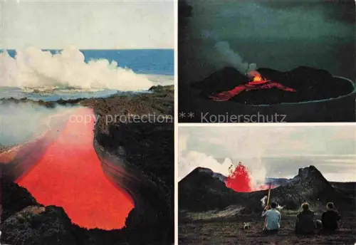 AK / Ansichtskarte Surtsey Vestmannaeyjarinsel Iceland Vulkanausbruch Lava Eruption Unterwasservulkan Insel Meer Beobachter Nacht