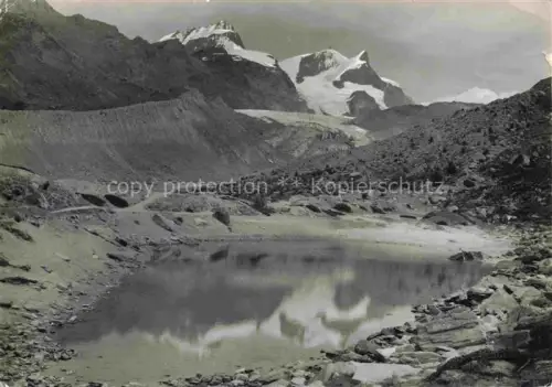 AK / Ansichtskarte Gruensee Findelengletscher Findelen Findeln Rhone Valais VS Gruensee Findelgletscher Rimpfischhorn Adlerhorn Bergsee Gletscher Felsgrat Spiegelung Hochgebirge