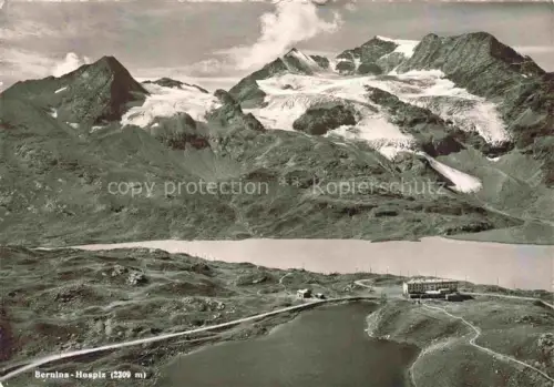 AK / Ansichtskarte Bernina-Pass Berninapass 2323m Pontresina GR Bernina-Hospiz Berninasee Gletscher Hochgebirge See Alpen Rhaetische-Bahn Hospiz