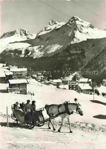AK / Ansichtskarte AROSA GR Pferdeschlitten Winterlandschaft Schnee Berge Parpaner-Rothorn Dorf Chalets