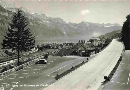 AK / Ansichtskarte Murg Quarten Walensee SG Walensee Churfirsten Dorf Parkplatz Strasse Berge
