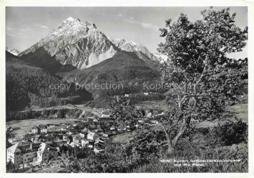 AK / Ansichtskarte Scuol Schuls GR Kurort Tarasp Vulpera Piz-Plaat Bergdorf Bergpanorama Wald Talblick Gebirge