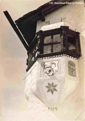 AK / Ansichtskarte Tarasp Schuls Scuol GR Engadiner-Erker Wappen Sgraffito Erker Fenster Stein Architektur Unterengadin