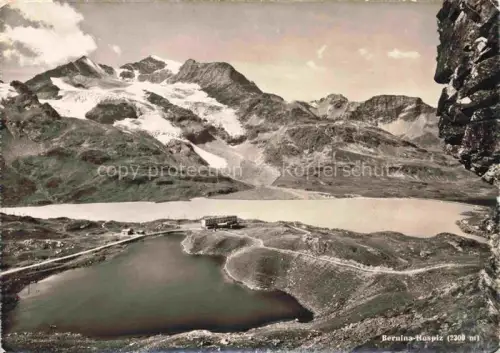 AK / Ansichtskarte Bernina-Pass Berninapass 2323m Pontresina GR Bernina-Hospiz Berninapass Bergsee Gletscher Hospiz Alpen Lago-Bianco