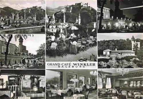 AK / Ansichtskarte SALZBURG  AT Grand-Café-Winkler Festung-Hohensalzburg Altstadt Panorama Terrasse Bar Wintergarten Winkler-Alm Nachtaufnahme Gastronomie