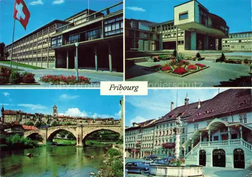 AK / Ansichtskarte FRIBOURG  FR Verwaltungsgebaeude Bruecke Saane Altstadt Rathaus Brunnen Kathedrale Mehrbild