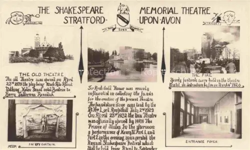 AK / Ansichtskarte Stratford-Upon-Avon Shakespeare-Memorial-Theatre Altes-Theater Theaterbrand Einganghalle Avon Mehrbildkarte