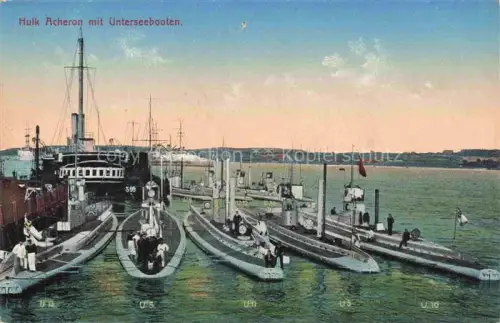 AK / Ansichtskarte KIEL  CITY Hulk-Acheron U-Boote Unterseeboote Hafen Marine Kieler-Foerde Militaer