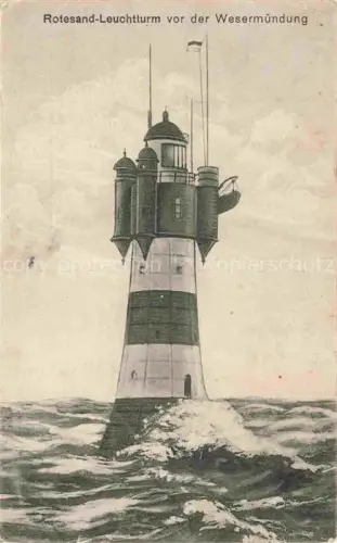 AK / Ansichtskarte Rotesand Roter Sand Leuchtturm Phare Rotesand-Leuchtturm Wesermuendung Leuchtturm Nordsee Meer Wellen