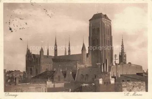 AK / Ansichtskarte Danzig GDANSK PL St-Marien-Kirche Turm Gotik Daecher Altstadt S/W-Fotografie