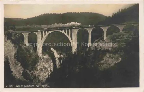 AK / Ansichtskarte DAVOS GR Wiesenviadukt Viadukt Dampfzug Eisenbahn Schlucht Wald Bruecke
