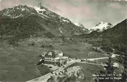 AK / Ansichtskarte Maloja GR Maloja-Kulm Hotel Forno La-Margna Berge Engadin Passstrasse Alpen