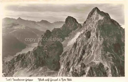 AK / Ansichtskarte Tannheim 1097m Tirol AT Tannheimer-Gruppe Gimpel Rote-Flueh Nesselwaengler-Scharte Haldensee Berge Felsen Panorama