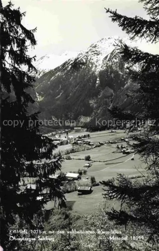 AK / Ansichtskarte Krimml 1076m Pinzgau AT Krimmler-Wasserfaelle Oberpinzgau Tal Bergdorf Kirchturm Nadelwald Schneeberge