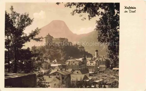 AK / Ansichtskarte KUFSTEIN Tirol AT Festung-Kufstein Stadtansicht Burgfelsen Kirchturm Berge Haeuser Baeume Aurache-Loechl
