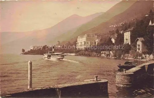 AK / Ansichtskarte LUGANO Lago di Lugano TI Lago-di-Lugano Dampfschiff Hotels Uferpromenade Berge See Sepia
