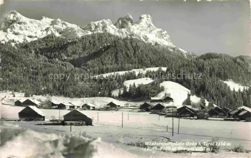 AK / Ansichtskarte Graen Tannheimertal Tirol AT Wintersportplatz Roth-Flueh Gimpel Berge Winter Schnee Alphuetten Tannenwald