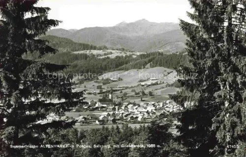 AK / Ansichtskarte Altenmarkt Pongau Salzburg AT Grieskareck Berg Sommerfrische Pongau Stadtpanorama Kirche Wald Fichten Tal Wiesen