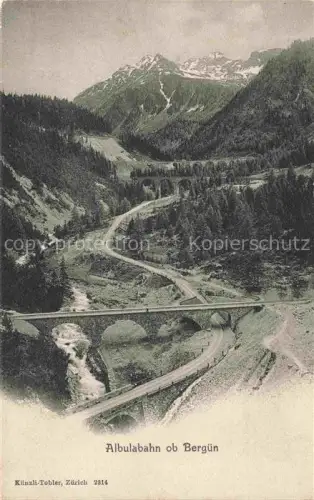 AK / Ansichtskarte Berguen Bravuogn Albula GR Albulabahn Viadukt Eisenbahn Bruecke Berge Wald Tal Schlucht Bach