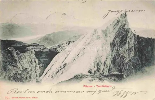 AK / Ansichtskarte PILATUS-Kulm OW Tomlishorn Pilatus Felsen Gipfel Berge Schnee Hotel-Pilatus-Kulm