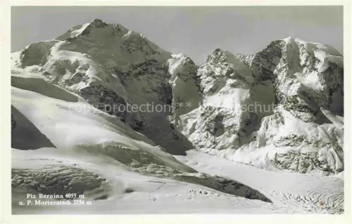 AK / Ansichtskarte Piz Bernina 4049m GR Piz-Morteratsch Gletscher Schneefeld Bergmassiv Hochgebirge Firn