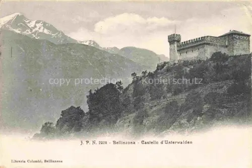 AK / Ansichtskarte BELLINZONA TI Castello-d Unterwalden Burg Burgturm Zinnen Berglandschaft Schneeberge