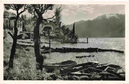 AK / Ansichtskarte San Nazzaro Lago Maggiore LOCARNO TI Lago-Maggiore Seeufer Boote Villa Steg Bergpanorama Baeume