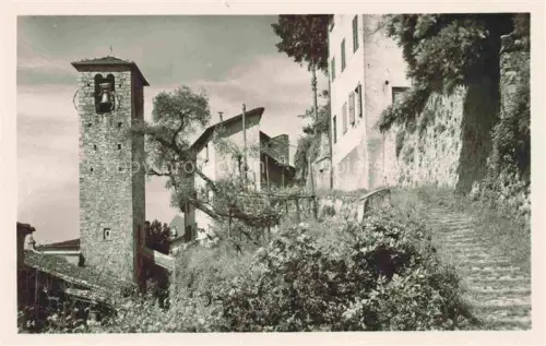 AK / Ansichtskarte Gandria Lago di Lugano TI Glockenturm Treppenweg Altstadt Lago-di-Lugano Steinmauern Olivenbaeume