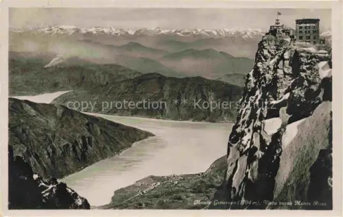 AK / Ansichtskarte Monte-Generoso 1704m Lugano TI Monte-Rosa Lago-di-Lugano Bergstation Felsvorsprung Gipfelhotel Vista Bergpanorama Alpen