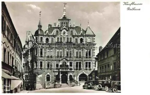 AK / Ansichtskarte Kaufbeuren Rathaus Historismus Gruenderzeit Marktplatz Automobil Hakenkreuzfahne