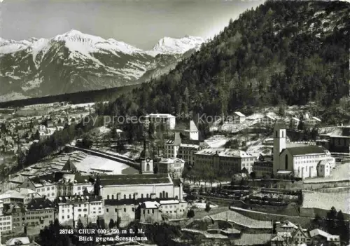 AK / Ansichtskarte CHUR Coire GR Scesaplana Stadtansicht Kirche Berge Wald Schnee