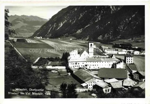 AK / Ansichtskarte Muestair Muenster GR Kloster Dorf Tal Berge Felder Karolingisch