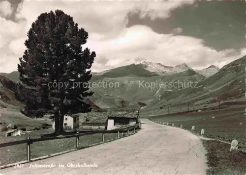 AK / Ansichtskarte Julier 2284m GR Julierstrasse Oberhalbstein Passstrasse Arve Berge Almhuette Hochgebirge