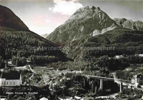 AK / Ansichtskarte Tarasp Schuls Scuol GR Scarltal Kirche Viadukt Berge Wald Inn Unterengadin