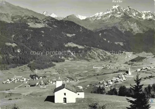 AK / Ansichtskarte Savognin Savognino GR Savognin Cuntar Tinizong Riom Parsonz Piz-d Err Oberhalbstein Talansicht Kapelle Berglandschaft
