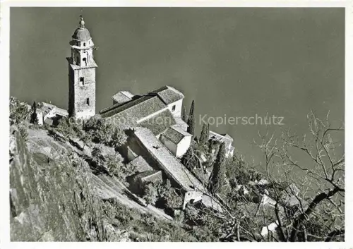 AK / Ansichtskarte Morcote Lago di Lugano TI Morcote Lago-di-Lugano Kirchturm Felsenkirche Zypressen Dorfansicht Steilhang