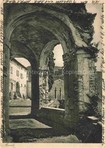 AK / Ansichtskarte Morcote Lago di Lugano TI Arkade Bogen Durchgang Gasse Mittelalterlich Brunnen Pflaster Lagodorf