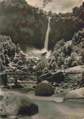 AK / Ansichtskarte Foroglio Cevio Val Bavone Vallemaggia TI Val-Bavona Wasserfall Fluss Bruecke Felsen Wald Schlucht