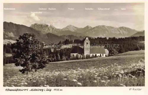 AK / Ansichtskarte Mittelberg Vorarlberg AT Kirche Bergwiese Alpen Allgaeu Reuterwanne Geishorn Rauhorn Bschiesser Kuehgundkopf