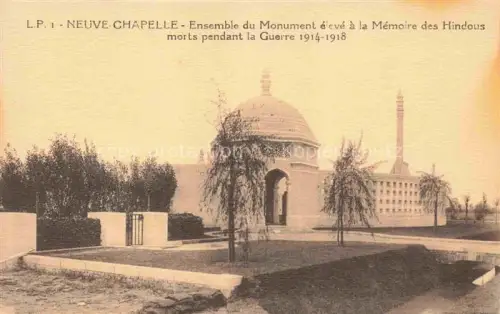 AK / Ansichtskarte Neuve-Chapelle Bethune 62 Pas-de-Calais Monument-aux-Hindous Kuppelbau Kriegsdenkmal Gedenkstaette Grande-Guerre-1914-1918 Trauerweide Saeule Mauer