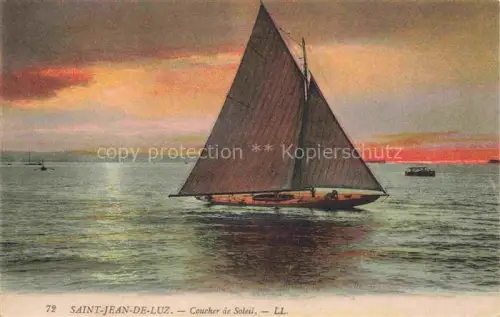 AK / Ansichtskarte SAINT-JEAN-DE-LUZ Bayonne 64 Pyrenees-Atlantiques Coucher-de-Soleil Segelboot Meer Sonnenuntergang Atlantik