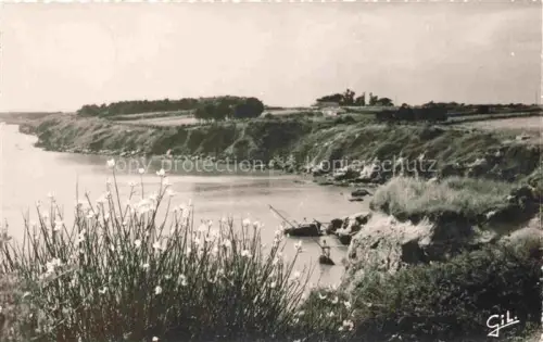 AK / Ansichtskarte La Bernerie-en-Retz Saint-Nazaire 44 Loire-Atlantique Genêts-sur-la-Côte Bucht Klippen Narzissen Boot Kueste