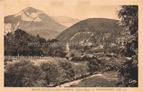 AK / Ansichtskarte St-Julien-en-Beauchene GAP 05 Hautes-Alpes Pontfroide Dorf Kirche Berge Fluss Baeume Wiesen