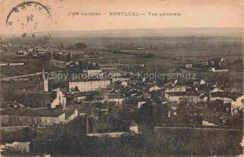 AK / Ansichtskarte Montluel Bourg-en-Bresse 01 Ain Kirche Daecher Dorf Ebene Felder Baeume