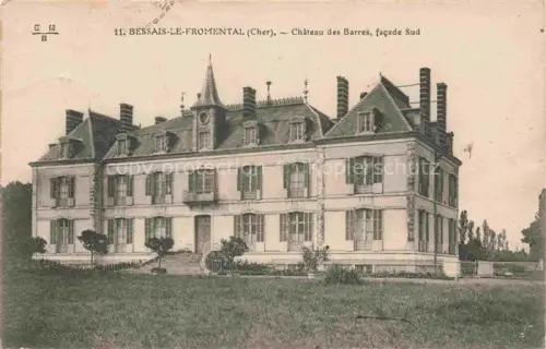 AK / Ansichtskarte Bessais-le-Fromental Saint-Amand-Montrond 18 Cher Chateau-des-Barres Facade-Sud Schloss Turm Schieferdach Garten Herrenhaus