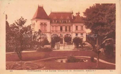 AK / Ansichtskarte MONTARGIS 45 Loiret Caisse-d Epargne Brochon Park Brunnen Gebaeude Jugendstil Baeume