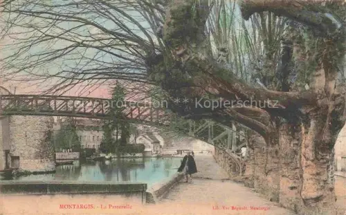AK / Ansichtskarte MONTARGIS 45 Loiret Passerelle Kanal Ufer Baeume Spazierweg Bruecke Handkoloriert