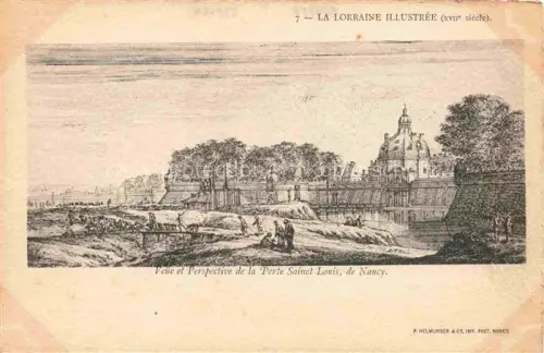 AK / Ansichtskarte NANCY 54 Meurthe-et-Moselle Porte-Sainct-Louis Stadttor Stadtmauer Kupferstich Bruecke Figuren Baeume Kirche