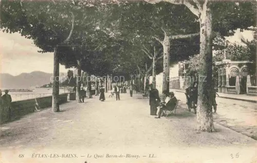 AK / Ansichtskarte Evian-les-Bains Thonon-les-Bains 74 Haute-Savoie Quai-Baron-de-Blonay Promenade Baeume Seepromenade Passanten Villen Genfer-See
